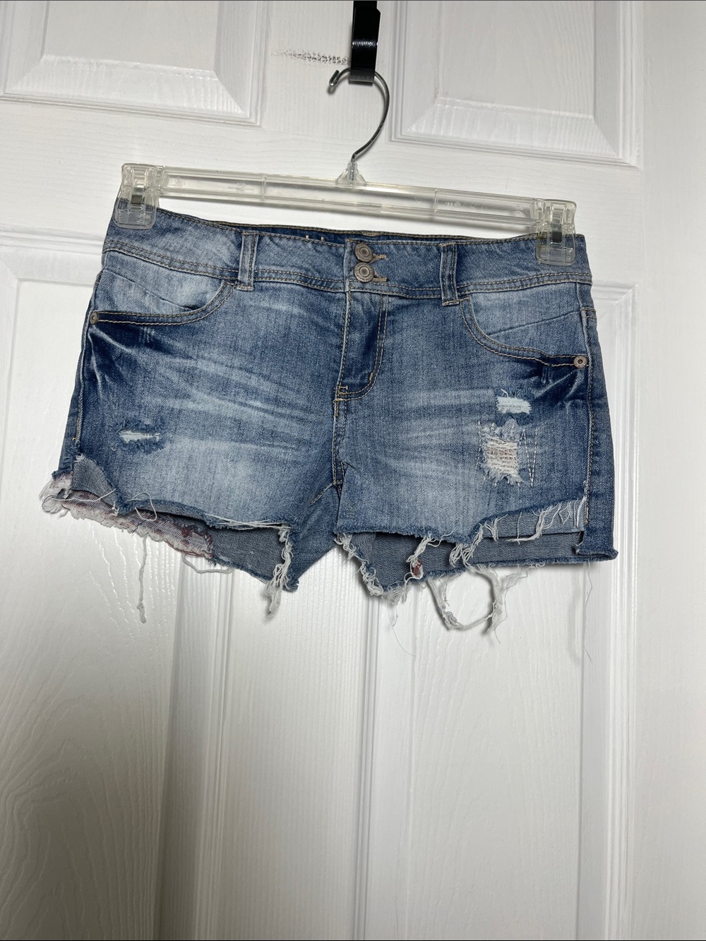 hippie laundry Distressed Light Blue Denim Cutoff Shorts